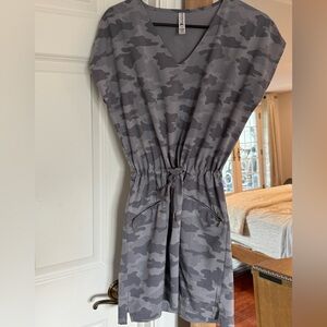 Kyodan Light Gray Camo Lightweight Summer Dress with drawstring waist & pockets